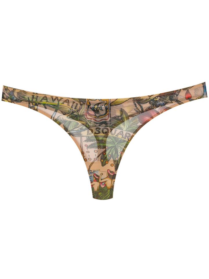 Dsquared2 Tattoo Bikini Thong - Multicolour