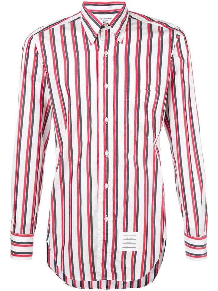 Thom Browne Striped Shirt, Men's, Size: 2, Red, Cotton