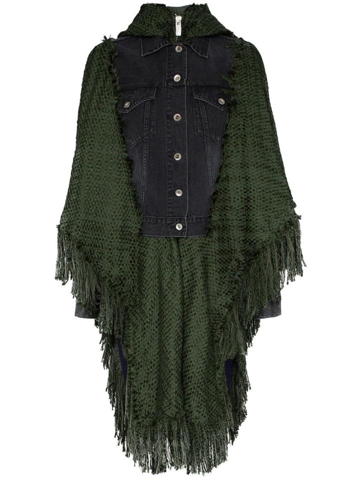 Sacai Denim Combo Poncho - Green