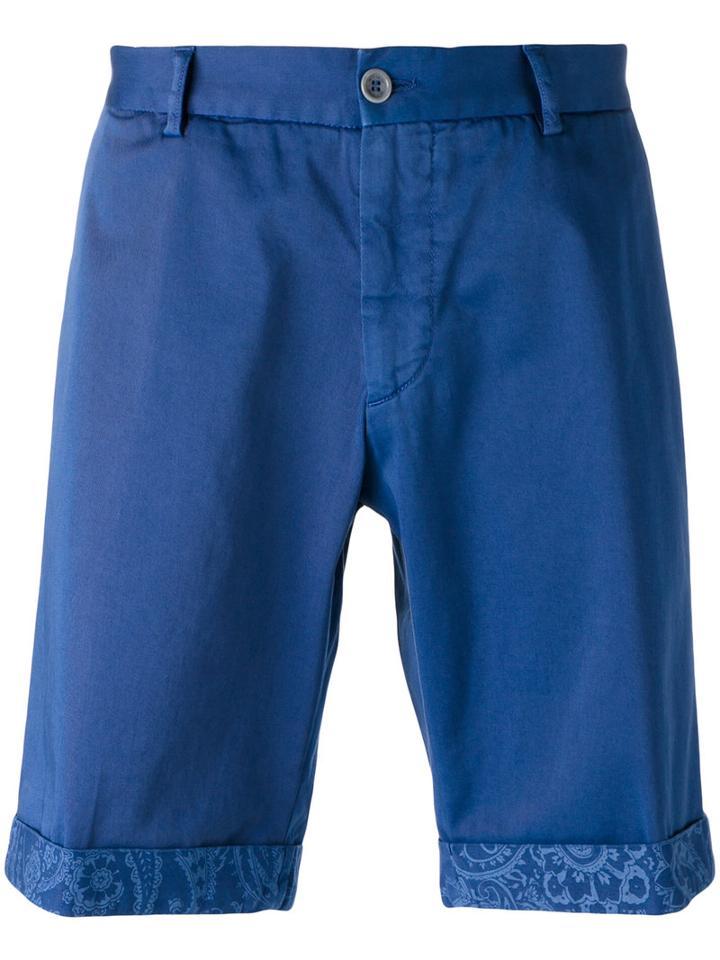 Etro - Contrast Trim Chino Shorts - Men - Cotton/spandex/elastane - 52, Blue, Cotton/spandex/elastane