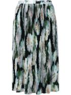 Adam Lippes Floral Micro Pleated Skirt, Women's, Size: 2, Black, Polyester