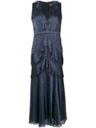 Saloni Sleeveless Tiered Dress - Blue
