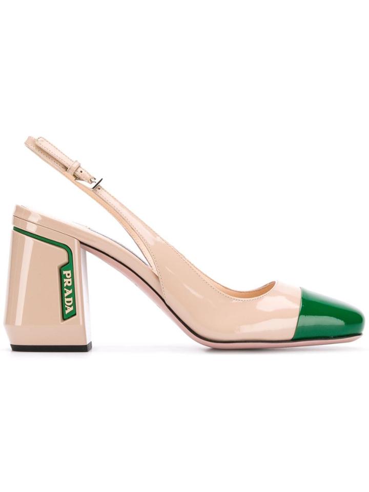 Prada Colour Block Slingback Pumps - Neutrals