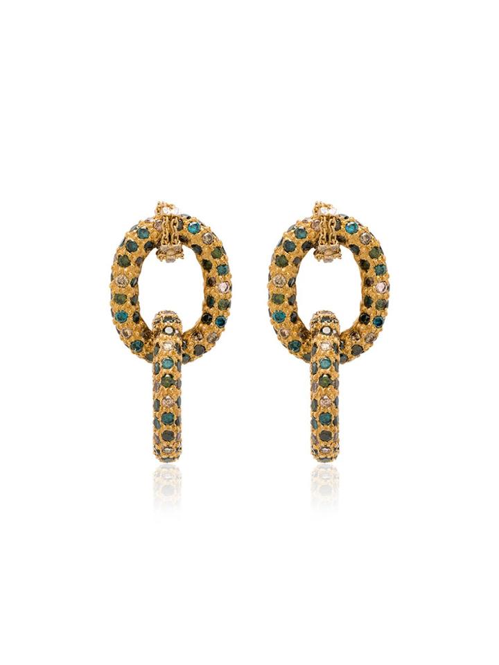 Carolina Bucci 18k Yellow Gold Chain Earrings - Green