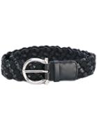 Salvatore Ferragamo - Woven Rope Belt - Men - Calf Leather/polyester - 105, Black, Calf Leather/polyester