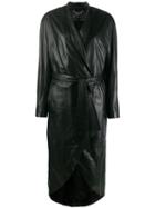 Federica Tosi Wrap Style Leather Coat - 002 Nero