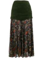 Versace Pre-owned Floral Pleated Midi Skirt - Green