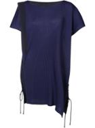 Issey Miyake Asymmetric Hem Pleated Top - Pink & Purple