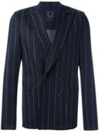 Tonello Double Breasted Pinstriped Blazer, Men's, Size: Small, Blue, Polyamide/virgin Wool/spandex/elastane/cotton