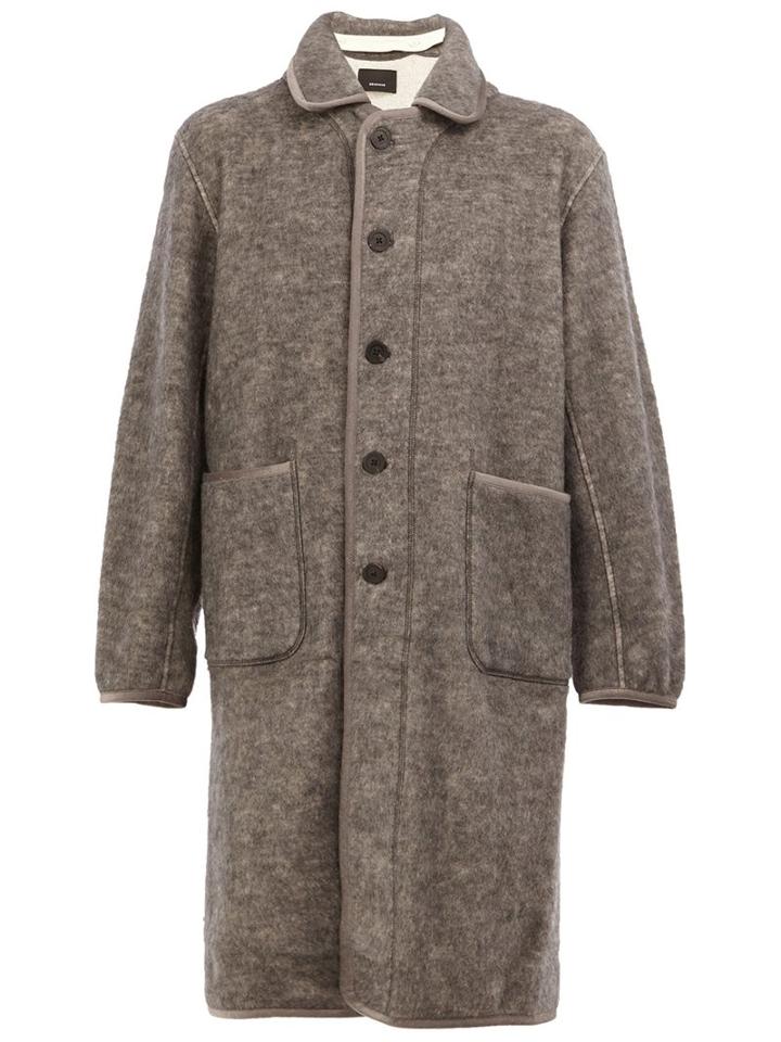 08sircus Single Breasted Coat, Men's, Size: 5, Grey, Cotton/nylon/mohair/wool