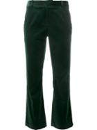 Frame Denim Lightly Flared Crop Trousers, Women's, Size: 25, Green, Cotton/polyester/spandex/elastane/lyocell