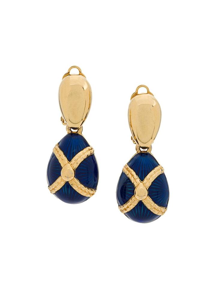 Susan Caplan Vintage 1980's Drop Clip-on Earrings - Blue