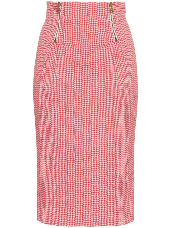 Versace Houndstooth Pencil Skirt - Red