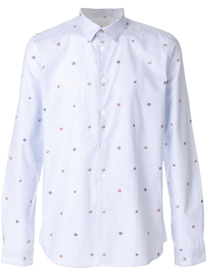 Ps By Paul Smith Embroidered Floral Print Shirt - Blue