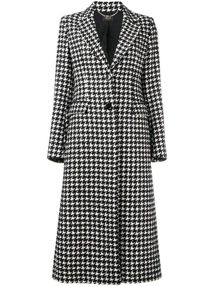 Liu Jo Houndstooth Coat - Black