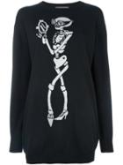 Moschino Skeleton Intarsia Jumper Dress, Women's, Size: Medium, Black, Virgin Wool