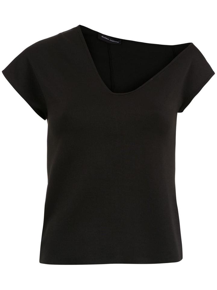 Gloria Coelho Asymmetric Neckline Top - Black