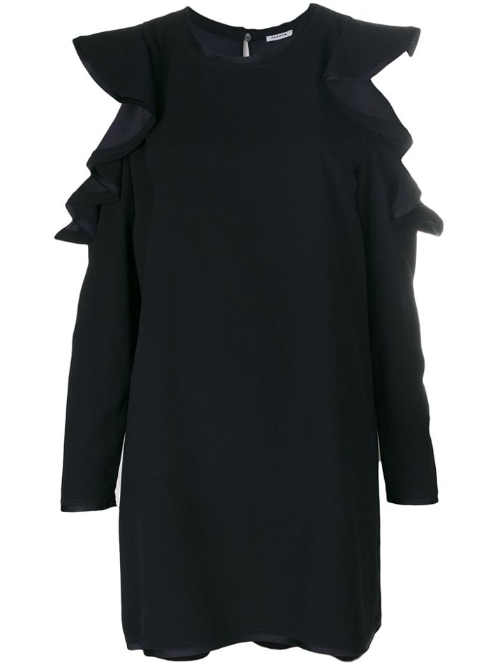 P.a.r.o.s.h. Cold Shoulder Ruffle Dress - Blue