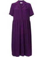 Carven V-neck Shirt Dress, Women's, Size: 40, Pink/purple, Polyester