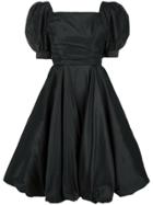 William Vintage Puff-sleeve Flared Midi Dress - Black