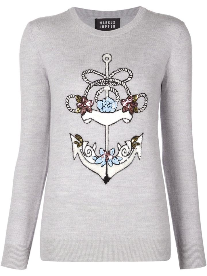 Markus Lupfer Anchor Embellished Sweater - Grey