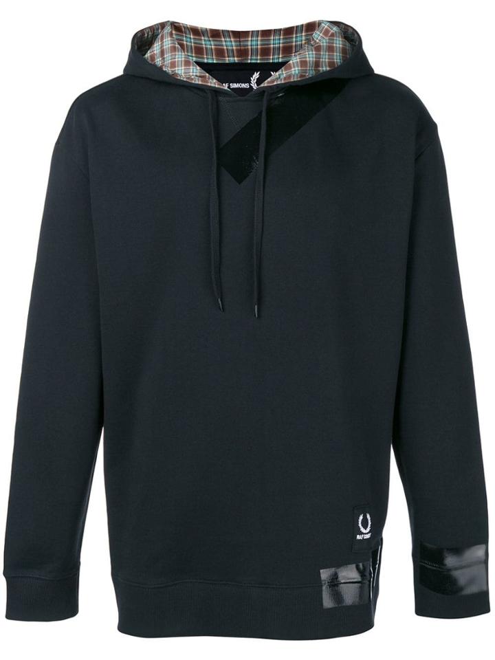 Raf Simons X Fred Perry Plaid Lined Hoodie - Black