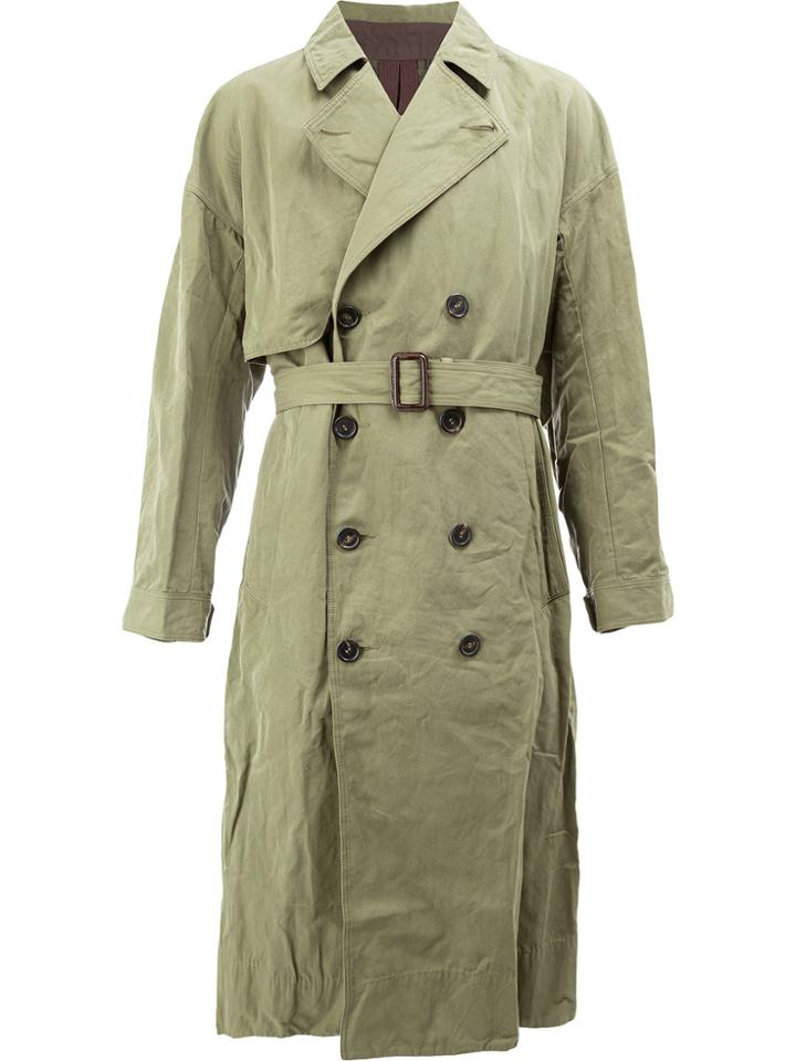 Ziggy Chen Double Breasted Trench Coat - Green