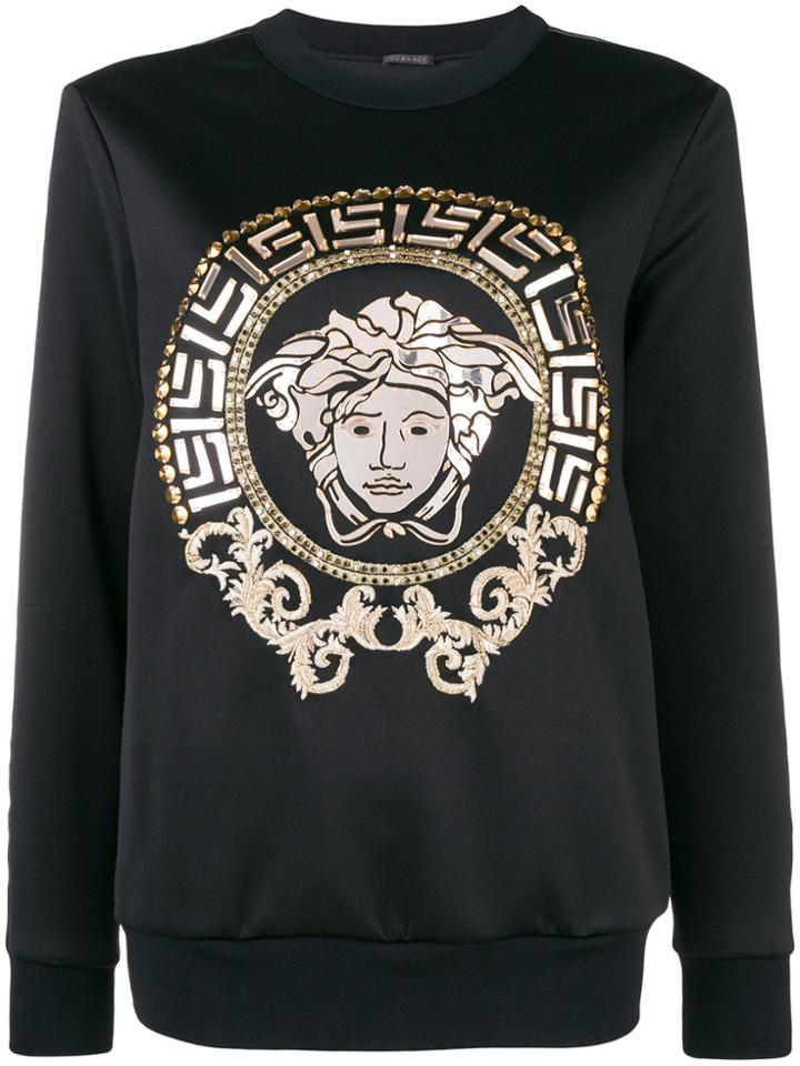 Versace Medusa Embellished Sweatshirt - Black