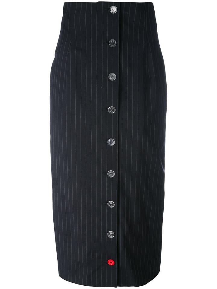 Off-white - Striped Pencil Skirt - Women - Viscose/wool - S, Women's, Blue, Viscose/wool