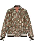 Gucci Sequin Bomber Jacket With Gg Embroidery - Neutrals