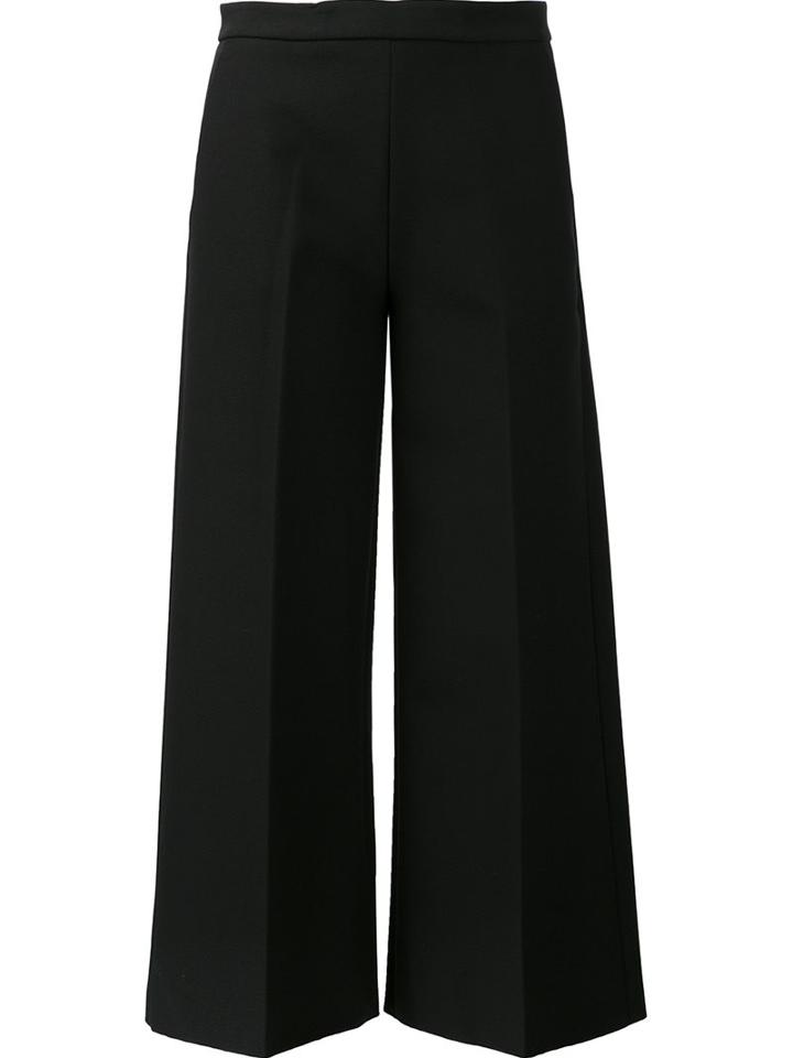 Msgm Wide Leg Cropped Trousers, Women's, Size: 48, Black, Polyester/spandex/elastane/viscose