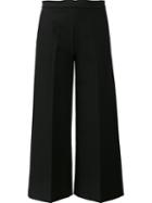 Msgm Wide Leg Cropped Trousers, Women's, Size: 48, Black, Polyester/spandex/elastane/viscose