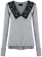 Andrea Bogosian - Embellished Top - Women - Silk/cotton - G, Women's, Grey, Silk/cotton