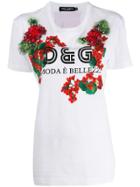 Dolce & Gabbana Embellished Floral T-shirt - White