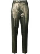 Moschino Pre-owned Tapered Cropped Metallic Trousers