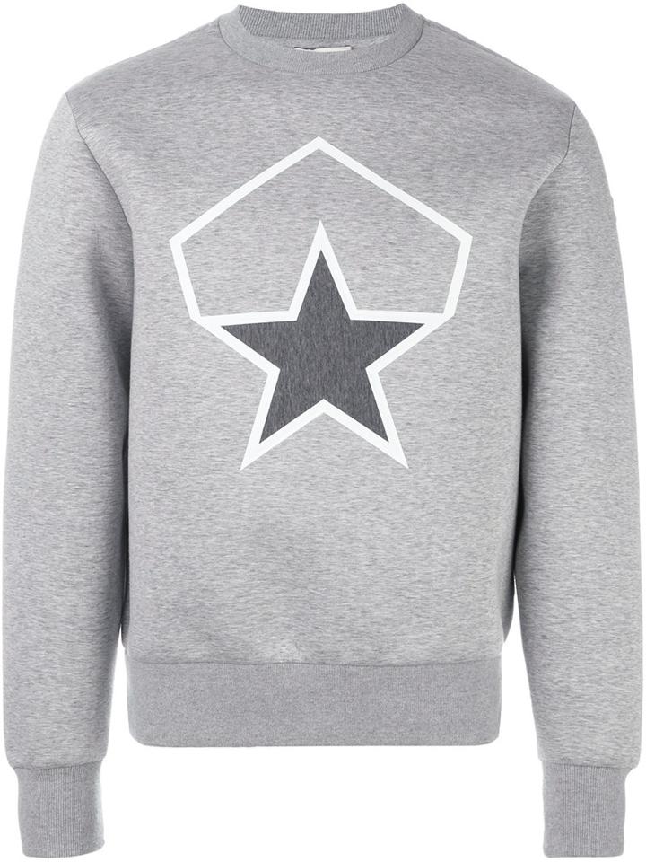 Moncler Star Print Sweatshirt, Men's, Size: Large, Grey, Cotton
