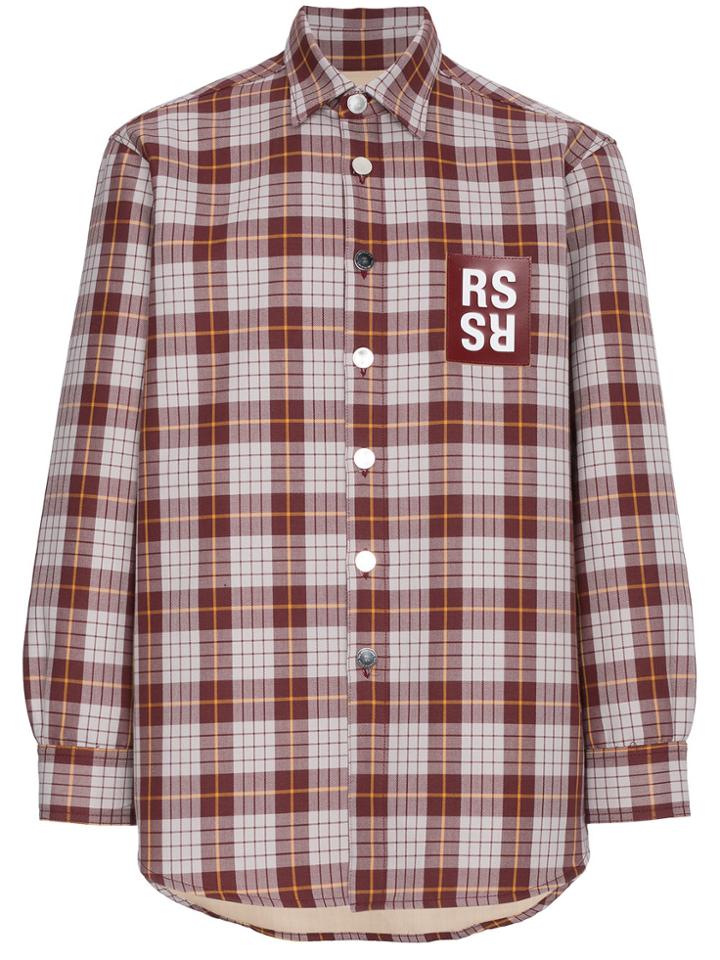 Raf Simons Check Denim Shirt - Brown