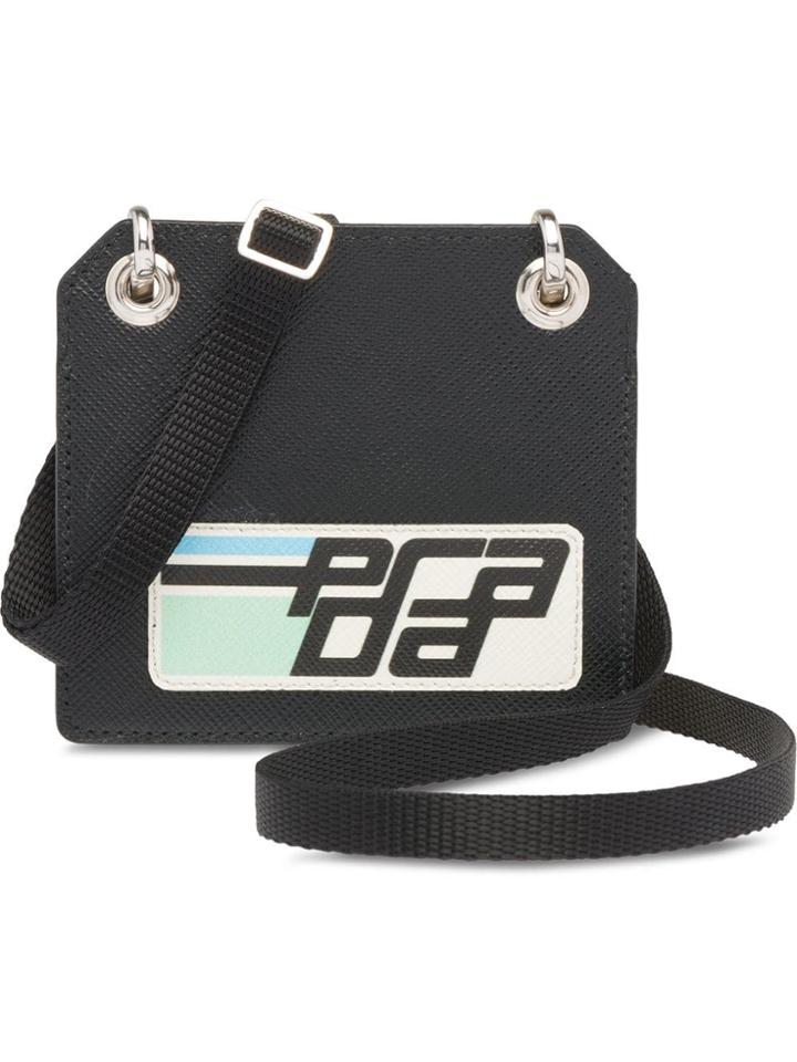 Prada Saffiano Leather Name Tag - Black