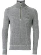 Ami Alexandre Mattiussi Funnel Neck Fisherman's Rib Sweater - Grey