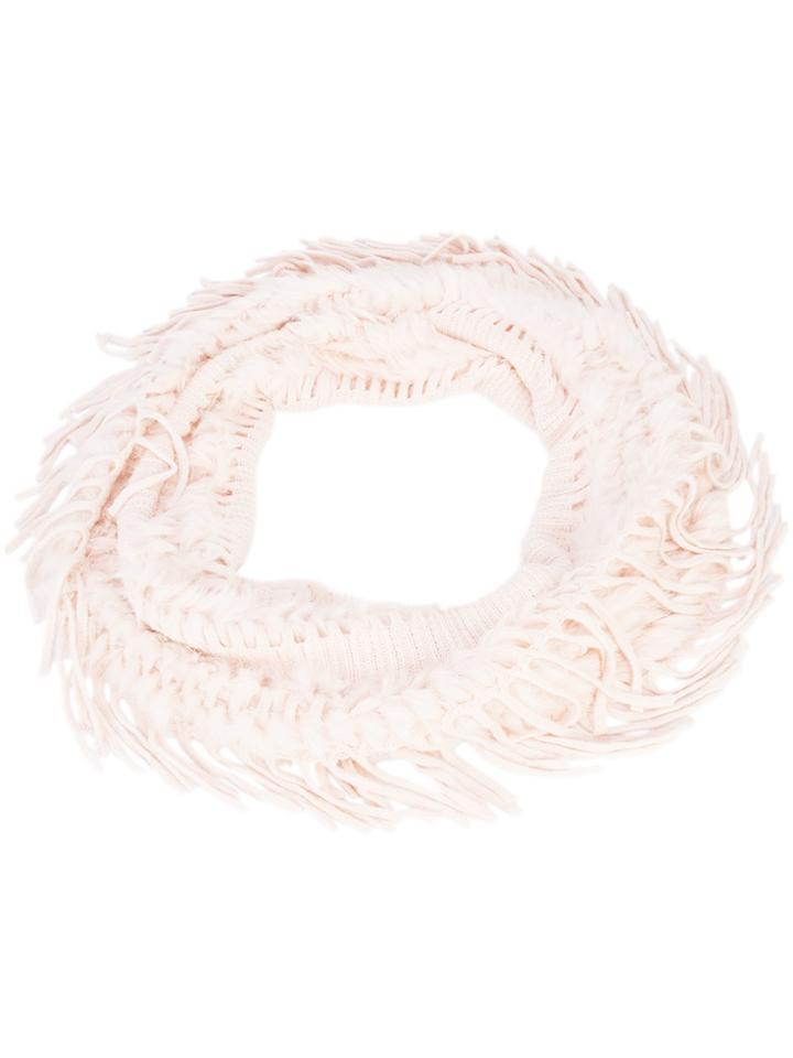Dolce Cabo Fringed Hem Fur Scarf - Pink & Purple