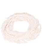 Dolce Cabo Fringed Hem Fur Scarf - Pink & Purple