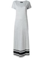 Twin-set Maxi V-neck Dress, Women's, Size: Small, Grey, Cotton