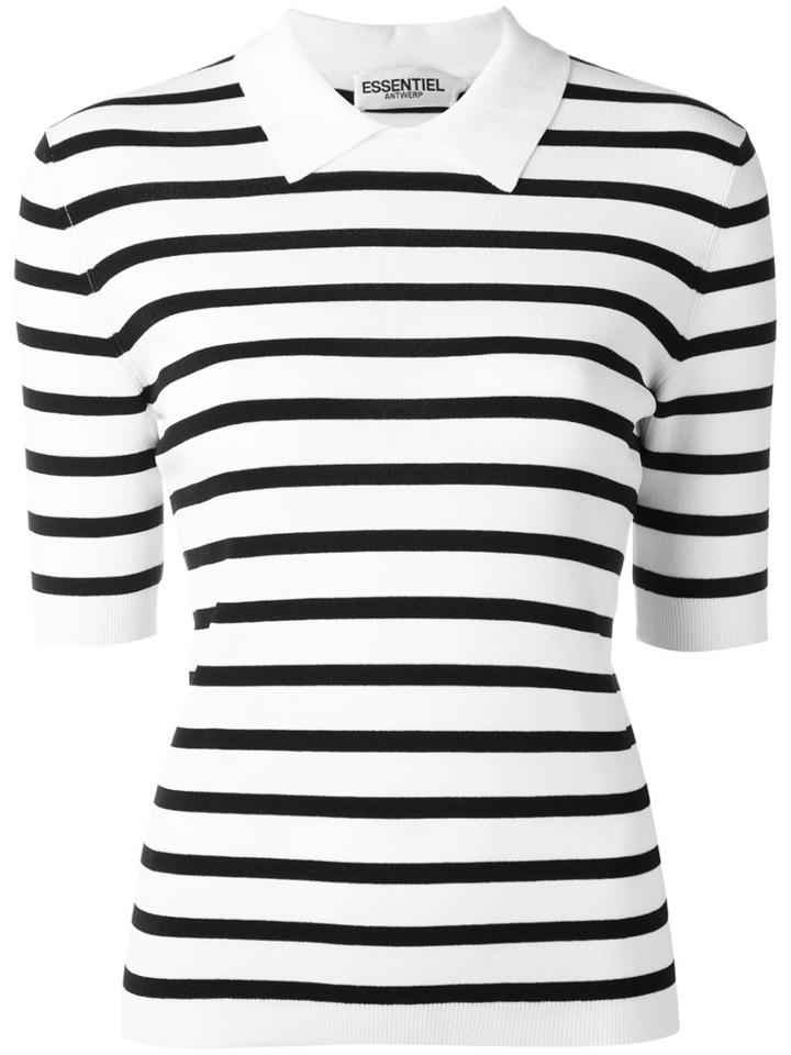 Essentiel Antwerp - Striped Polo Shirt - Women - Cotton/polyamide/viscose - L, Black, Cotton/polyamide/viscose