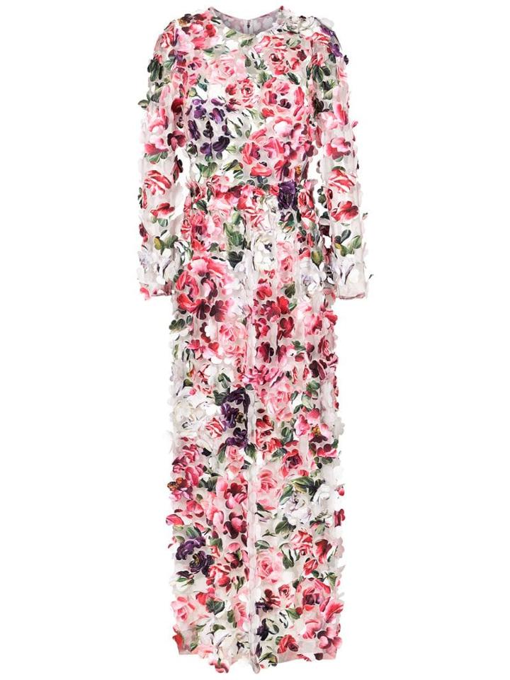 Dolce & Gabbana Appliqué Floral Dress - Pink