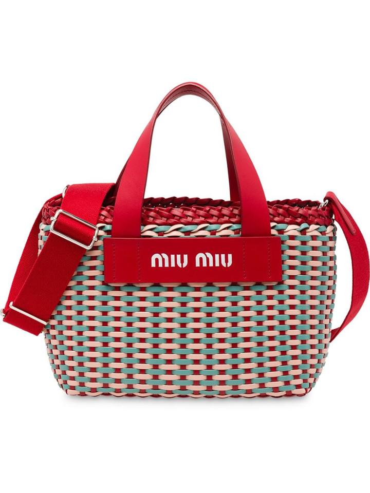 Miu Miu Woven Tote Bag - Red