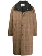 Msgm Checked Trench Coat - Brown