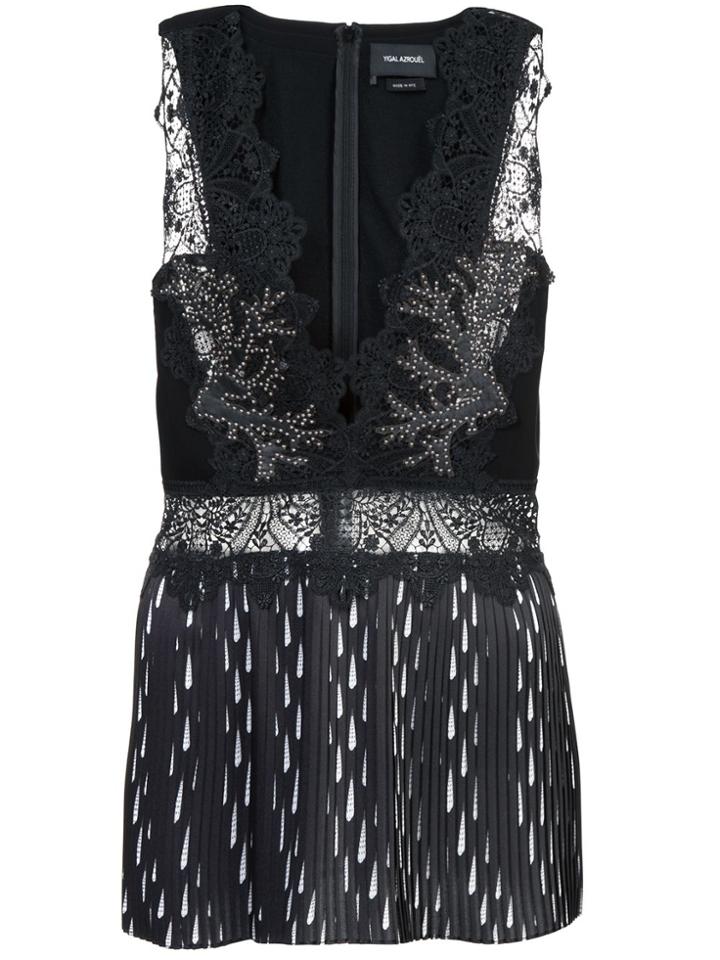 Yigal Azrouel Studded Coral Embroidery Pleated Top - Unavailable
