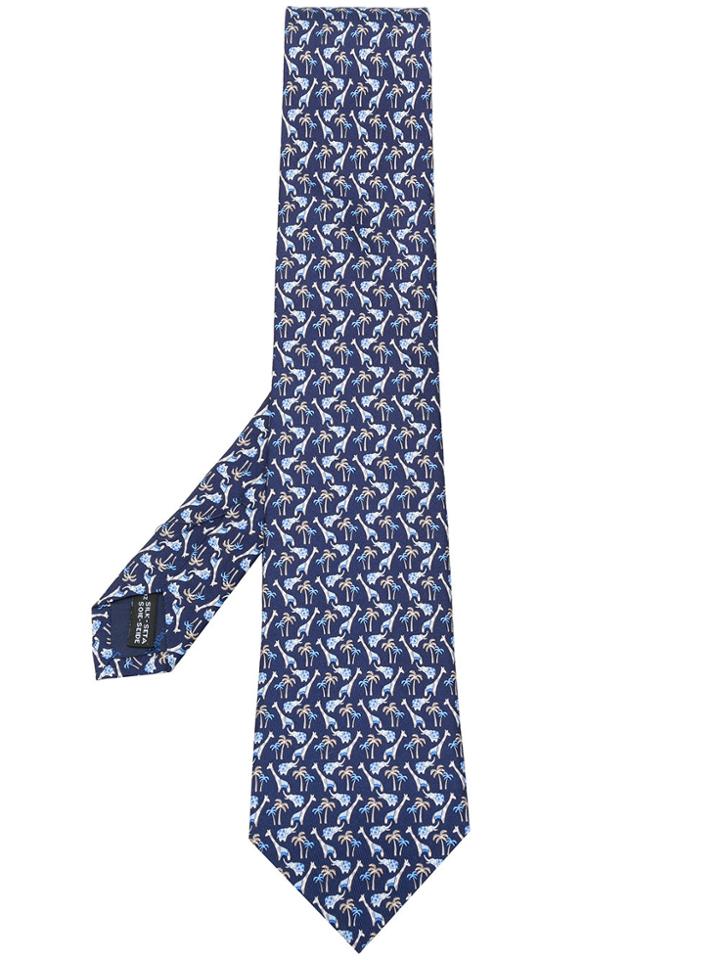 Salvatore Ferragamo Savanna Print Tie - Blue