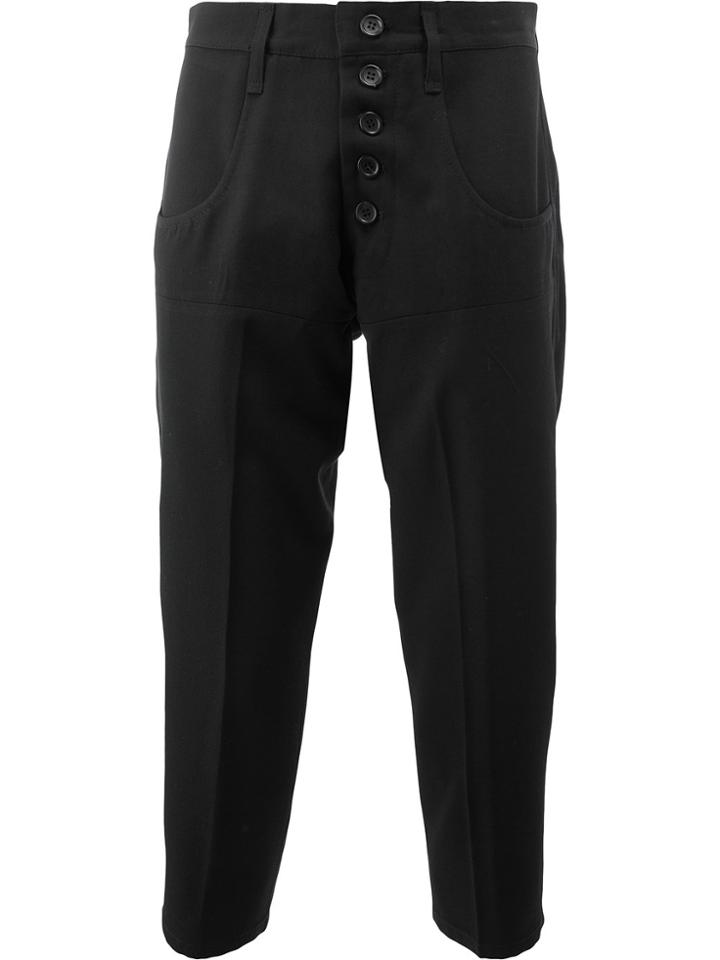 Christopher Nemeth Cropped Buttoned Trousers - Black
