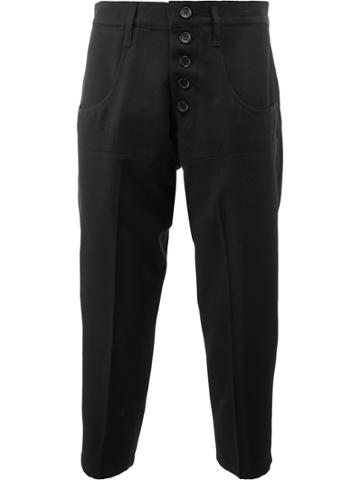 Christopher Nemeth Cropped Buttoned Trousers - Black